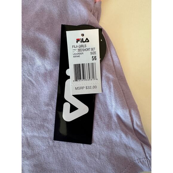 NWT Fila Girl’s 2 Piece Tee and Shorts Set Size 5/6 Pink Purple Activewear Logo - Picture 4 of 11